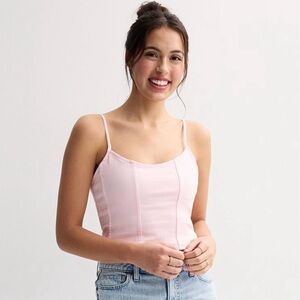 SO Denim Corset Juniors XS Tender Rose Pink Adjustable Straps Elastic Back